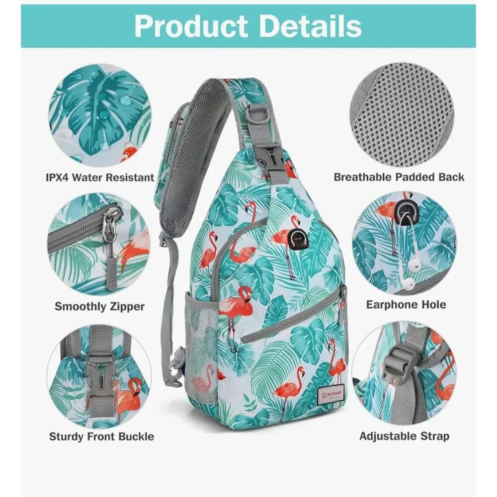 ZOMAKE Sling Bag, Small Crossbody Sling Backpack Shoulder Daypack for Travel